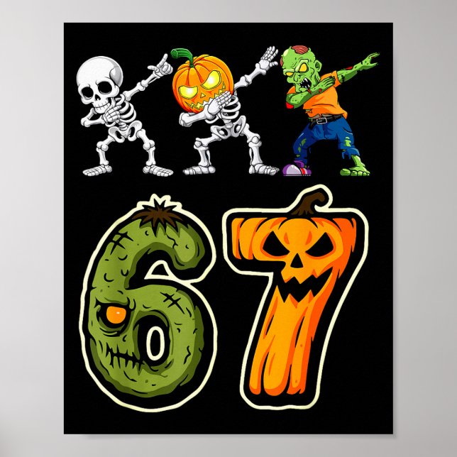 Poster Meninos de Halloween Dabbing Seis Sete 67 Meme Eng (Frente)