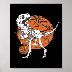 Poster Meninos de Halloween Dinossauro Esqueleto T Rex Ab