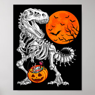 Poster Meninos de Halloween Dinossauro Esqueleto T Rex Y
