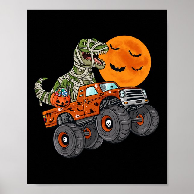 Poster Meninos De Truck Monstro Da Mãe De Halloween T Rex (Frente)