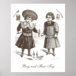 Pôster Meninos e seus brinquedos - Vintage French Clothin
