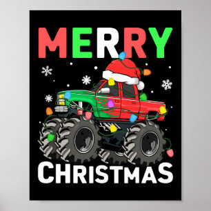 Poster Meninos Feliz Monstro de Natal Truck Santa Hat Tod