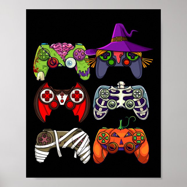 Poster Meninos Gamer Skeleton Zombie Controladores de jog (Frente)