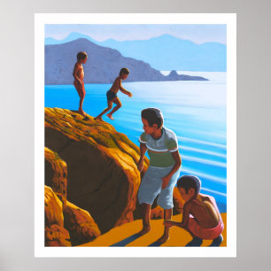 Poster Meninos gregos nas rochas