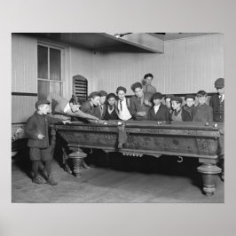 Poster Meninos Jogando Sinuca, 1909. Foto Antiga