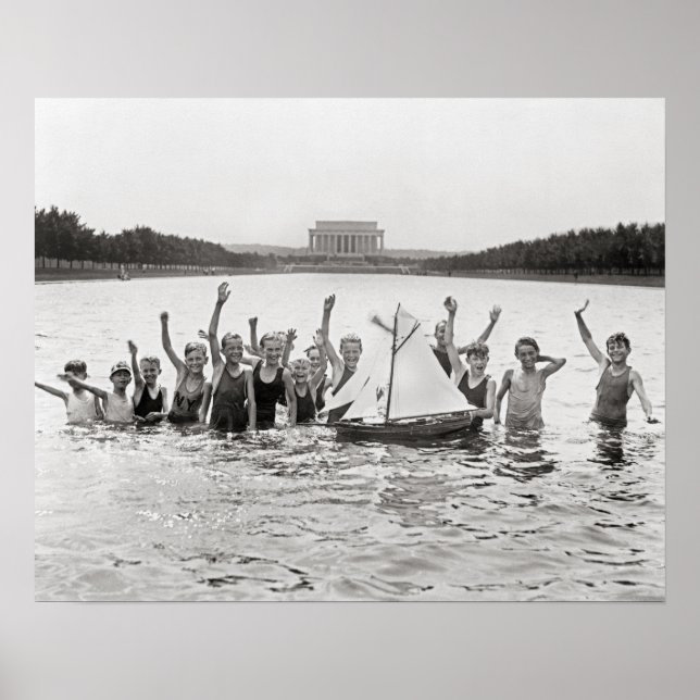 Poster Meninos Nadando, 1926. Vintage Photo (Frente)