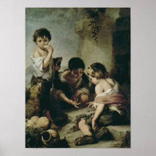 Poster Meninos que jogam os dados, c.1670-75