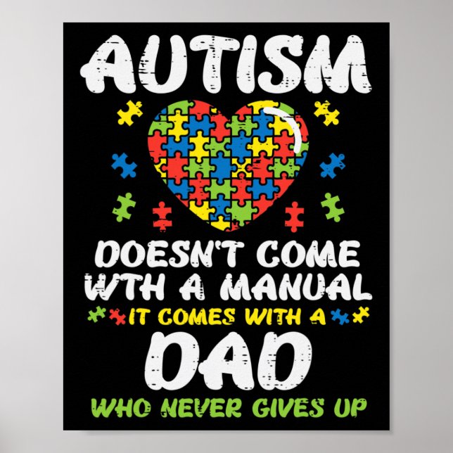 Poster Mens Autismo Não Vem Com O Quebra-cabeça Manual Do (Frente)
