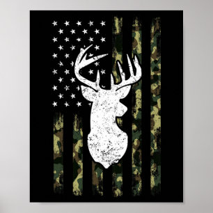 Poster Mens Caçando Camisa Bandeira de Camuflagem America