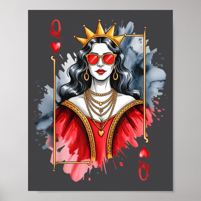 Poster mens Card Valentines Queen Hearts (Frente)