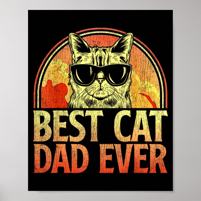 Poster Mens Cat Dad Ever Funny Cat Dad Shirt Father's Day (Frente)