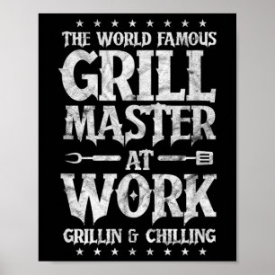 Poster Mens Churrasco Grillmaster Engraçado O Famoso Gril