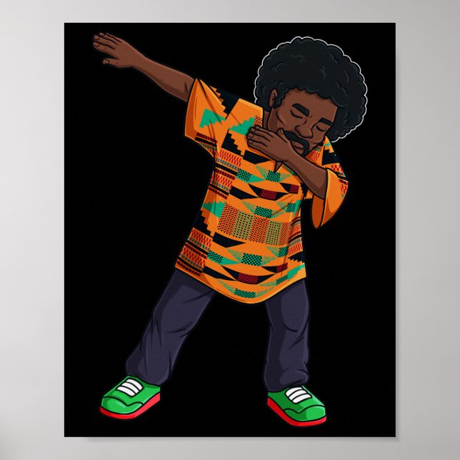 Poster Mens Dabbing African American Man Juneteenésimo Ne (Frente)