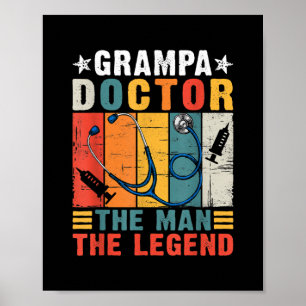 Poster Mens Dia de os pais Vintage Grampa Médico O Homem