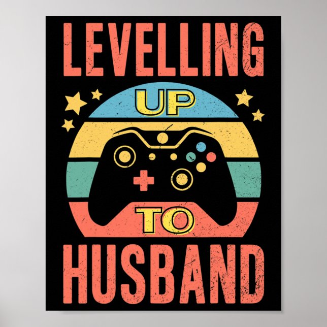 Poster Mens Gamer Marido Levantando Noivado De Casamento (Frente)