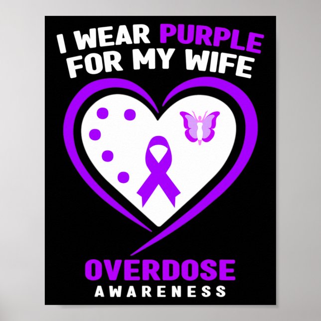 Poster Mens I Wear Purple For My Wife Overdose Awareness  (Frente)