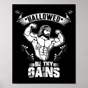 Poster Mens Jesus Bodybuilding T Shirt - Jesus Weig Engra