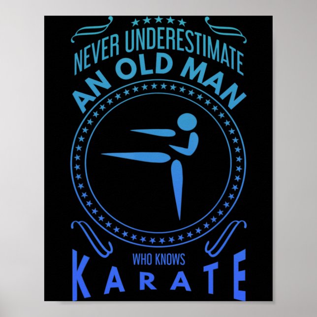Poster Mens Karate Graphic Never Underestimate An Old M T (Frente)