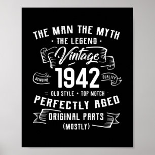 Poster Mens Man Myth Legend 1942 80 Bday Dons Para 80