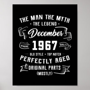 Poster Mens Man Myth Legend dezembro de 1967 55º Aniversá