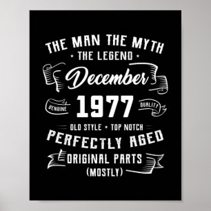 Poster Mens Man Myth Legend dezembro de 1977 45º Aniversá