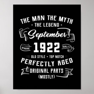 Poster Mens Man Myth Legend setembro de 1922 100th