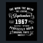 Poster Mens Man Myth Legend setembro de 1967 55º Aniversá<br><div class="desc">Mens Man Myth Legend setembro de 1967 55º Aniversário Presente 55 Anos Presente perfeito para seu pai, mãe, pai, homens, mulheres, amigos e familiares no Dia de Ação de Graças, Dia de Natal, Dia de as mães, Dia de os pais, 4 de julho de 1776 Dia Independente, Dia dos Veteranos,...</div>