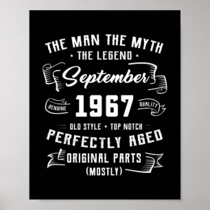 Poster Mens Man Myth Legend setembro de 1967 55º Aniversá