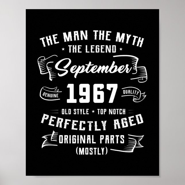 Poster Mens Man Myth Legend setembro de 1967 55º Aniversá (Frente)