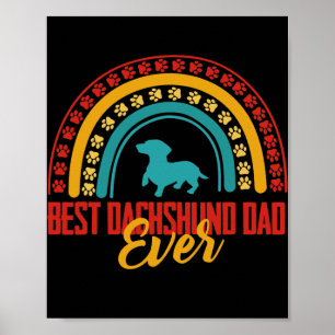 Poster Mens Melhor pai Dachshund Ever Rainbow Dachshund