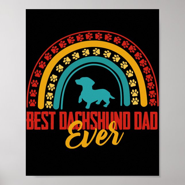 Poster Mens Melhor pai Dachshund Ever Rainbow Dachshund (Frente)
