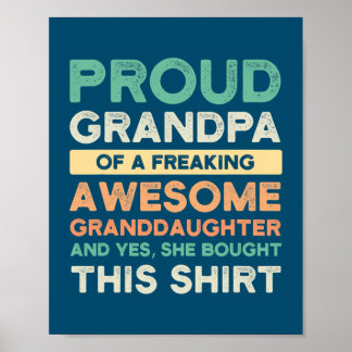 Poster Mens orgulhosamente vovô de neta incrível