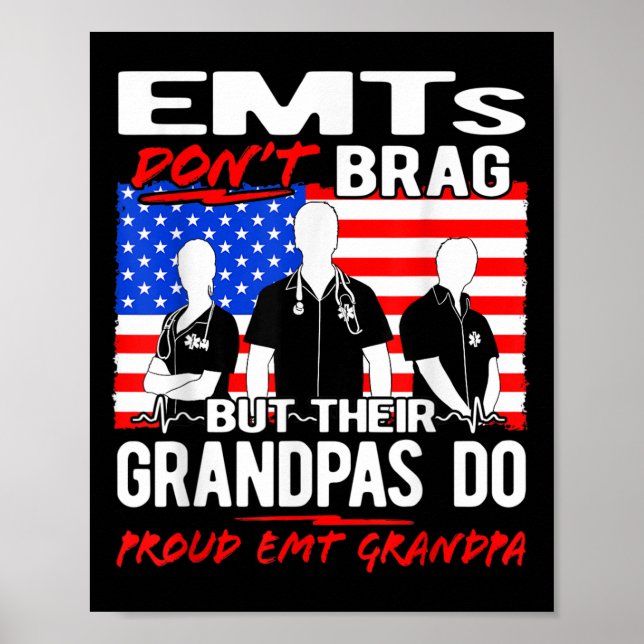 Poster Mens Orgulhosos Emt Grandpa - Ems Avô Cita Emt (Frente)