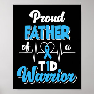 Poster Mens Orgulhosos Pai De Um Guerreiro T1D Diabete Di