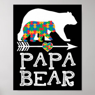 Poster Mens Papa Urso Autismo Homens Pai Autismo Autismo