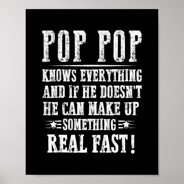 Poster Mens Pop Pop Know Everything Fathers Day Funny (Frente)