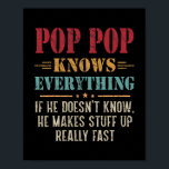 Poster Mens Pop Pop Know Everything Fathers Day Funny<br><div class="desc">Mens Pop Pop Know Everything Fathers Day Funny Pop Pop Grandpa Gift. Perfect gift for your dad,  mom,  papa,  men,  women,  friend and family members on Thanksgiving Day,  Christmas Day,  Mothers Day,  Fathers Day,  4th of July,  1776 Independent day,  Veterans Day,  Halloween Day,  Patrick's Day</div>