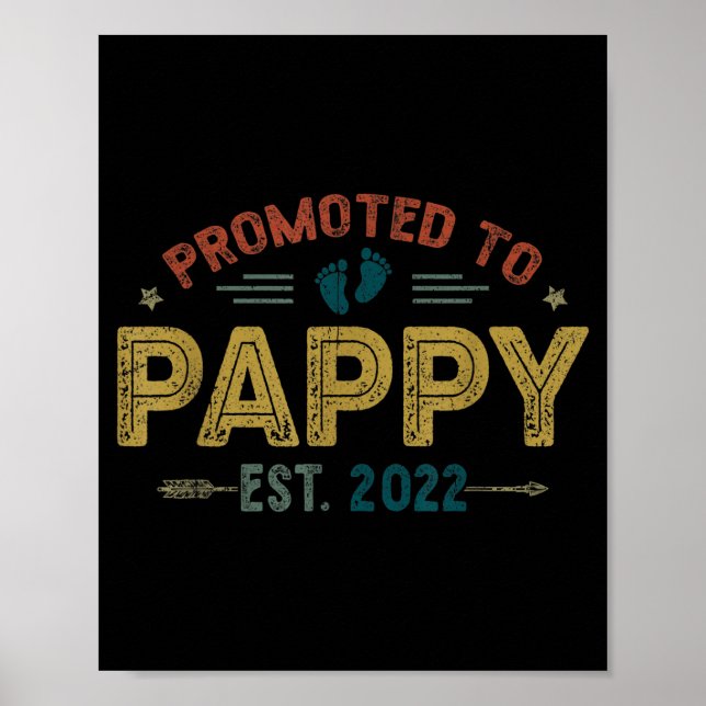 Poster Mens Promoted To Pappy Est 2022 Funny New Pappy  (Frente)