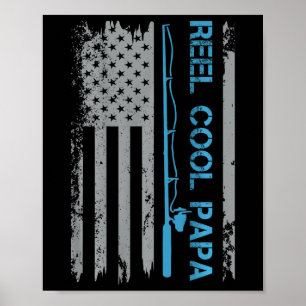 Poster Mens Reel Legal Papa Pescando Bandeira Americana P