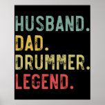 Poster Mens Vintage Gift Shirt Husband Dad Drummer Legend<br><div class="desc">Mens Vintage Shirt Husband Dad Drummer Legend Retro 
drummer, drums, dad, music, drum, band, fathers day, musician, birthday, gift, drumming, rock, percussion, funny, guitar, cool, jazz, gifts</div>