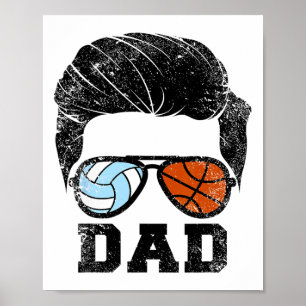 Poster Mens Volleyll Sketll Pai Engraçado Volleyll Sketll