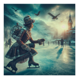 Pôster Mensageiro de Inverno Fantasia Steampunk Vitoriana