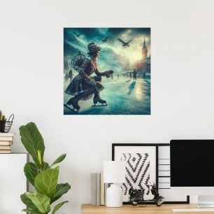 Poster Mensageiro de Inverno Fantasia Steampunk Vitoriana