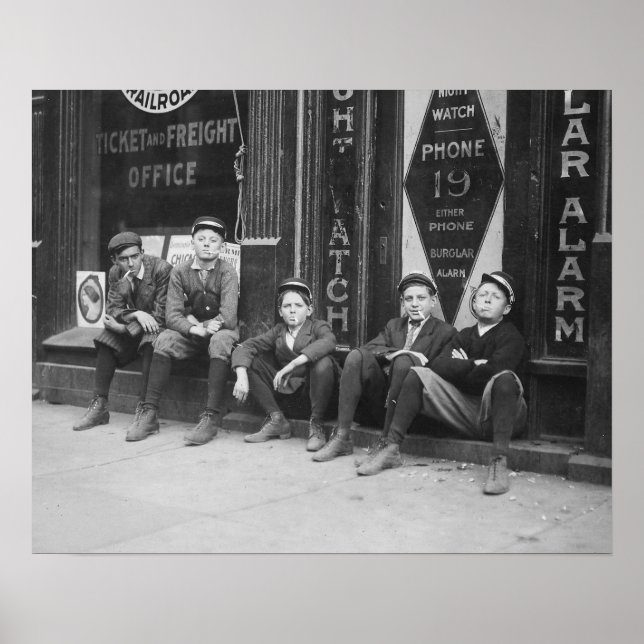 Poster Mensageiros do Telegrama, 1910. Foto Antiga (Frente)