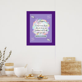 Poster Mensagem de esperança - Matthew 11-28 - 20 x 24 -