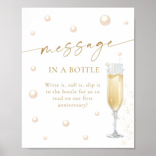 Poster Mensagem de Prosecco Pérolas no Frasco para Chá de