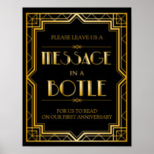 Poster Mensagem em um art deco Gatsby do sinal do