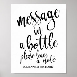 Pôster Mensagem em um Bottle 8x10 Wedding Guest Book Sign