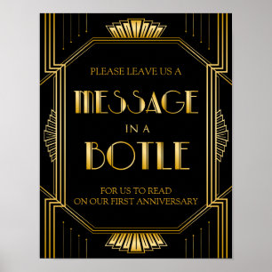 Poster Mensagem em um Sinal de Casamento de Garrafa Art