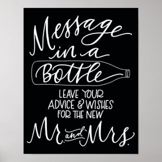 Poster Mensagem em um Sinal de Casamento de Garrafa - Pre